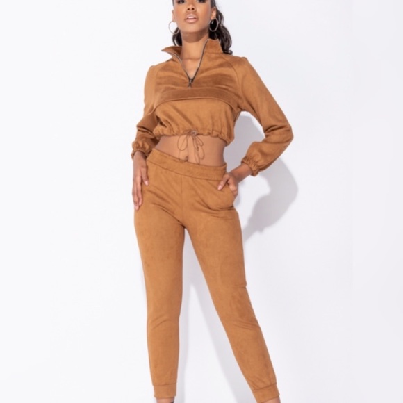 (NWT) Faux Suede Two-Piece Jogger Set - Picture 8 of 8